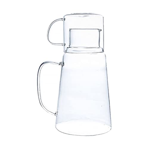 Cabilock 1200ML Bedside Water Carafe Set Ice Clear Tumbler Glass Pitcher Drinking Jug Glass Bottle Teapot for Bedroom Nightstand Bathroom