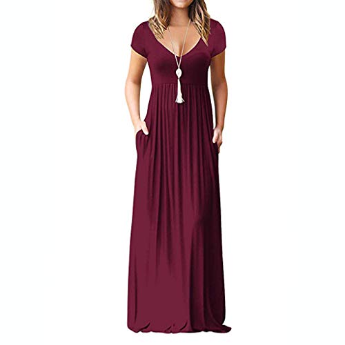 AIni Damen Casual Vintage ÄRmelloses V-Ausschnitt Solide Maxi Tank Langes Elegant Kleid Abendkleider Ballkleid Festkleid Festlich Hochzeit Partykleid