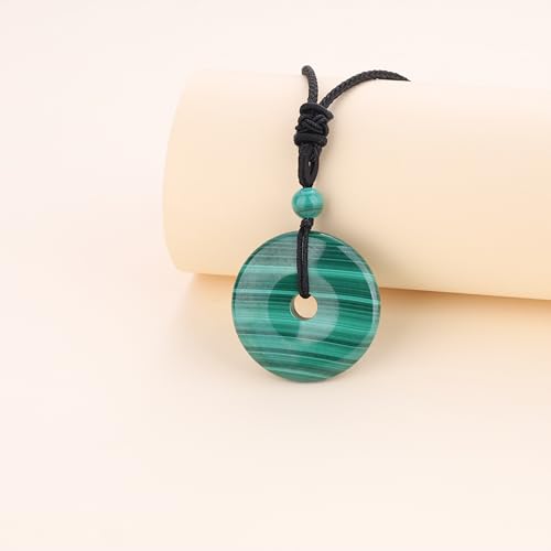 AmorWing Adjustable Round Donut Malachite Pendant Grounding Stone Protection Necklace4