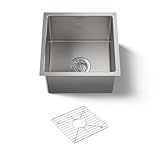 KOHLER K-5287-NA Strive 15 X 15-Inch Under-Mount Bar Sink with Basin Rack, Stainless Steel, 1-Pack