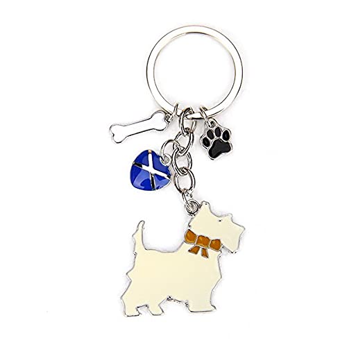 Scottish Saltire Multi Keyring Keychain Scotland Bag Charm (Scottie Dog with Heart, Paw & Bone)