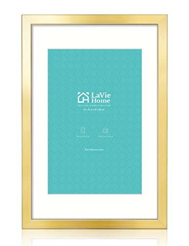 Lavie Home 16X24 Picture Frame Gold Poster Frame,Display Pictures 12X18 With Mat Or 16X24 Without Mat, Stable And Sturdy Frame And Polished Plexiglass, Horizontal And Vertical Format Of The Walls #TOP4
