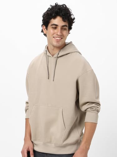 Image of Urbano Fashion Men's Cotton Solid Oversized Hooded Neck Sweatshirt
