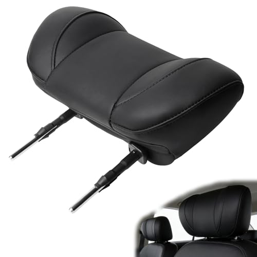 150mm Center-to-Center Vehicle Headrest with Metal Tubes, Durable Black Leather Memory Foam Cushion for Fleet Transit Coach Bus, Stable Driver Seat Upgrade