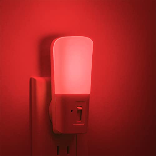 Image of L LOHAS LED Red Night Light Plug in, Dimmable Light LED Night Lights with Dusk to Dawn Sensor, 5-80LM Adjustable Brightness Red Light for Nursery Kids Room Hallway Kitchen, Christmas Gift 2 Pack