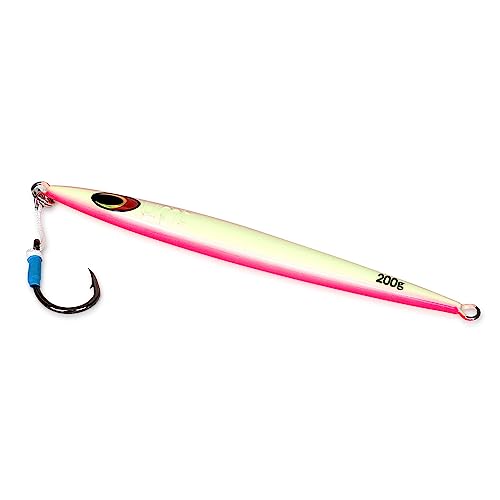 Uncle Mo Tackle - 200g Sand EEL Fishing Jig Pink Glow - Advanced for Saltwater Offshore - Single Pack