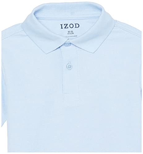 Image of IZOD Boys' School Uniform Short Sleeve Polo Shirt, Button Closure, Comfortable & Soft Pique Fabric