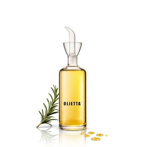 Olietta - Aceitera antigoteo tipo botella de cristal a prueba de fugas 250ml / 0,25 litros - Aceitera de cristal ideal para verter y rociar aceite de oliva, vinagre, etc. - Fácil de limpiar