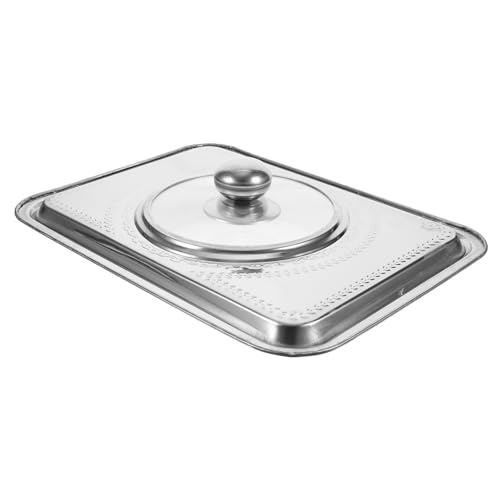 OKUMEYR Tapa Rectangular Para Bandeja De Comida Tapa Sartén Acero Inoxidable Visible Para Asar Pescado