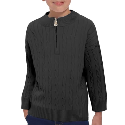 Kids Boys School Zip Up Sweaters Trendy Warm Fleece Pullover Sweatshirts Fall Winter Long Sleeve Crewneck Sweater