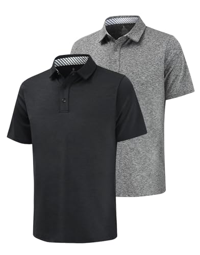 Men's Quick Dry Golf Polo Shirt Moisture Wicking Performance Short Sleeve Athletic Golf Shirts for Men