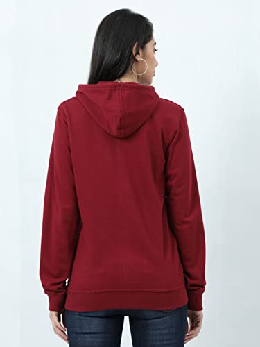 Image of Wafaa Women's Cotton Plain Hooded Neck Full Zipper Sweatshirt Hoodies with Kangaroo Pocket
