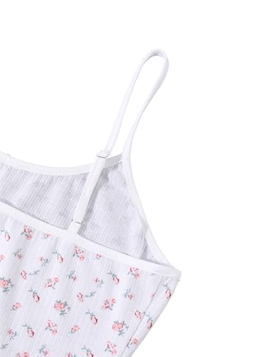 Image of Hilinker Womens Graphic 2 Piece Pajama Set Summer Cute Crop Cami and Shorts Ribbed Lounge Sets