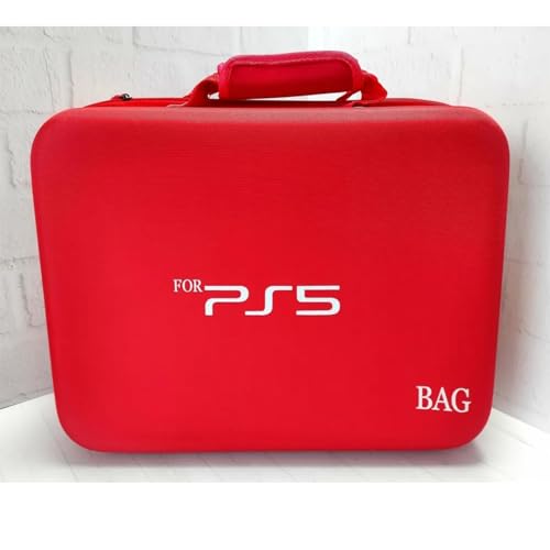 Image of PSS PS5 Travel Bag Briefcase Hard Shell Carrying Case for PS5 Console Protective Storage Bag Shockproof Compatible with PS5 Console Controller, Headset, Charging Dock, Games Accessories (Red)