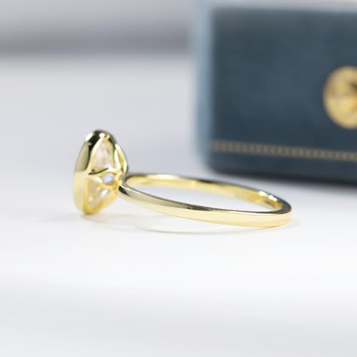 Moissanite Engagement Rings for Women 925 Sterling Silver 2ct/3ct Oval Cut Moissanite 14k Gold Plated Wedding Promise Rings for Her Wedding Bands for Women Size 5-93