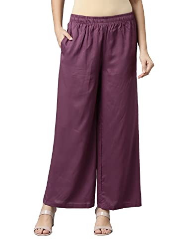 Image of GO COLORS Soft Viscose Basic Palazzo Full Length for Women| Breathable, Mid Rise, Relaxed Fit