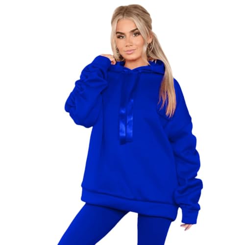 Sweat à capuche oversize bleu marine Janisramone en polaire pour femme grande taille