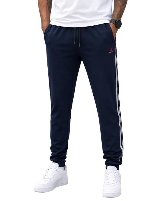 Men's Cotton Blend Track Pants | Regular Fit Joggers | Elastic Waist with Drawstring | Side Pockets | Gym, Running, Sports, Workout, Lounge-image-18