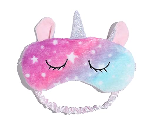 Chetosho Soft Unicorn Hooded Robe With Matching Slippers Headband And Blindfold For Girls - Pink/Blue Stars 5-6 Years #TOP5
