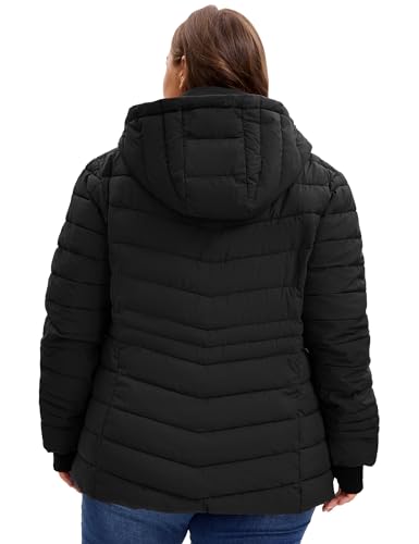 ANOTHER CHOICE Women Plus Size Puffer Jacket, Warm Quilted Puffer Coat Lightweight Puffy Jacket with Hood3