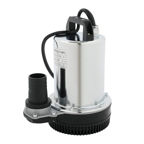 Fridgestea Bomba sumergible de 24 V, 200 W, bomba de agua de alto rendimiento con 100 l/min y 10 m de altura de extracción, bomba de jardín de acero inoxidable para estanques, riego y drenaje