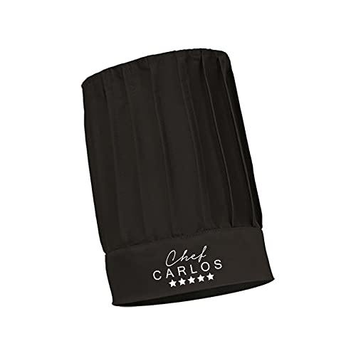 Genérico Gorro de Chef Personalizado con Nombre Ideal para Cocineros, Ajuste con Velcro (Negro)