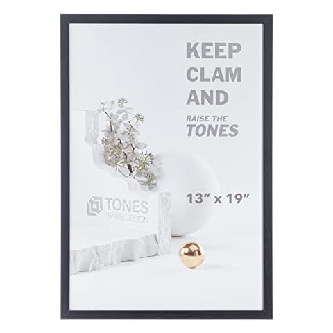TONES FRAME DESIGN 13x19 Photo Picture Frame, Black Wood Streak Poster Frame Wall, and Tabletop (One Pack No Mat) Cover