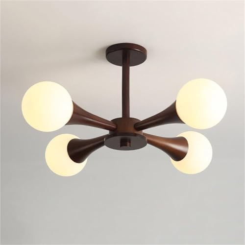 Lustre moderne du milieu du siècle à 5 lampes et verre opalin pour salon