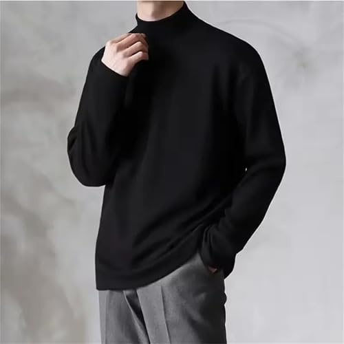 Men's Solid Casual Plush Turtleneck Loose Bottom Double Faced Velvet Sweater Simple Warm2