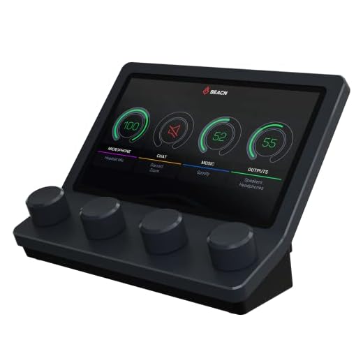 BEACN Mix (Dark) - USB C Windows Audio Controller with a Beautiful 5” Color Display and 4 Smooth Push-Button encoders for Streaming, Gaming, Podcasting, and Work from Home Applications
