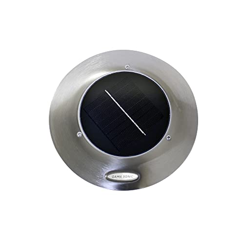 Gama Sonic Outdoor Bollard Solar Pathway Light, Silver Stainless And Glass, Auger Ez-Anchor For Dirt And Grass. 24.25-Inch Lamp Height, Sidewalk, Path, Driveway, 100 Lumens, 1 Pack (214801) #TOP7