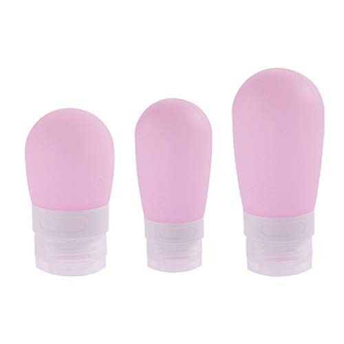Preisvergleich Produktbild DXIA Silikon Reiseflaschen-Set für Flüssigkeiten, TSA-genehmigt, Kein Auslaufen - Handgepäck Reiseflaschen für Shampoo / Spülung / Cremes und Körperpflege - 3 Stück / 38 ml / 60ml / 80ml (Pink)