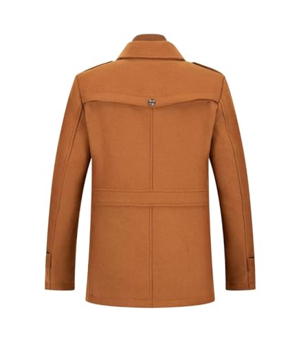 Image of FTIMILD Mens Wool Blend Coat with Detachable Collar Two Collar Single Breasted Pea Coat Business Trench Coat