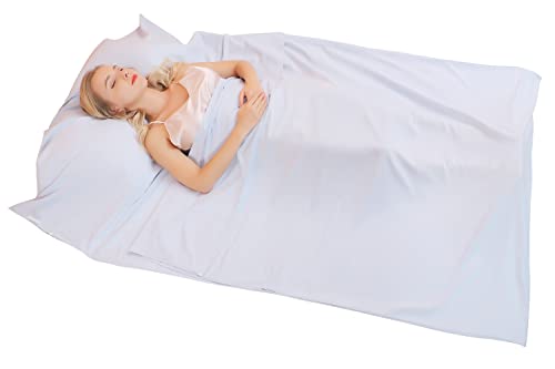 JITTY Hüttenschlafsack,Schlafsack Inlett,Schlafsack Inlay,Reiseschlafsack für Reisen,Camping,Hotel,Business,Camping,Rucksackreisen,Wandern,Bergsteigen,Heimherbergen,Zug,210 x 115 cm Gletscher-Silber Cover