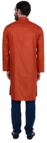 Maple Clothing Men's Cotton Long Kurta Solid Color Indian Traditional Clothes3