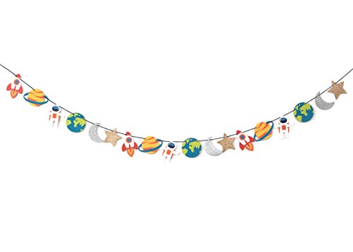 Trip to The Moon - Garland | Birthday, Baby Shower Decorations | Outer Space Party | Boys Room Decor | Space, Rocket, Planets, Stars | Out of This World Party Bunting