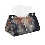 Xiso Ver Taschentuchbox-Abdeckung, Leder, stilvoller dekorativer Taschentuchhalter für Badezimmer, Zuhause, Auto, Nachttisch, Schreibtisch, Elefant in Rauch