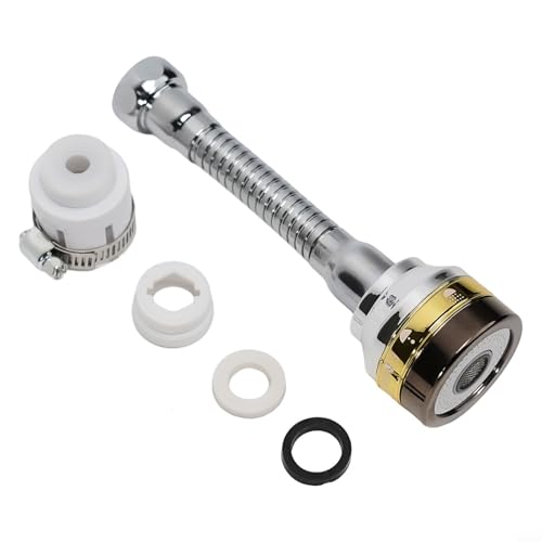 Zeroupshop Rallonge d'aérateur de robinet, têtes de robinet de cuisine, anti-éclaboussures, 3 niveaux réglables et pivotants pour salle de bain (14,9 cm + adaptateur)