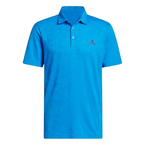 adidas Ultimate365 Textured Jacquard Golf Polo Shirt for Men, blue, XL