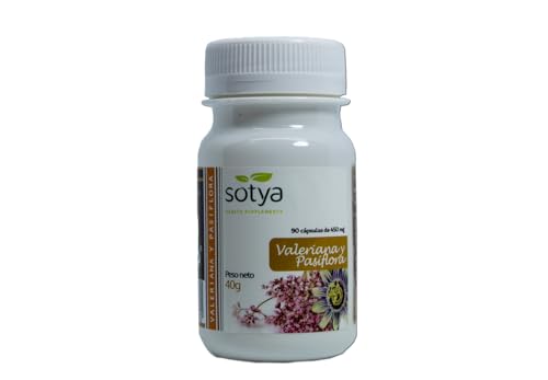 SOTYA VALERIANA Y PASIFLORA 450mg. 90cap. – complément alimentaire sous forme de gélules, contribue au fonctionnement normal de l’organisme au quotidien, boîte de 90 gélules et facilite la prise en ch