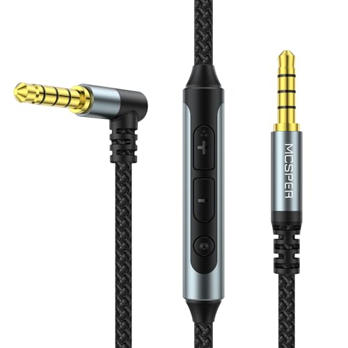 MCSPER 3.5mm to 3.5mm Audio Cable with Mic Compatible with Skullcandy Hesh Evo Hesh 3 Crusher Evo, 3.5mm Aux Replacement Stereo Cord with Inline Microphone and Volume Control (4 ft/1.2 m)
