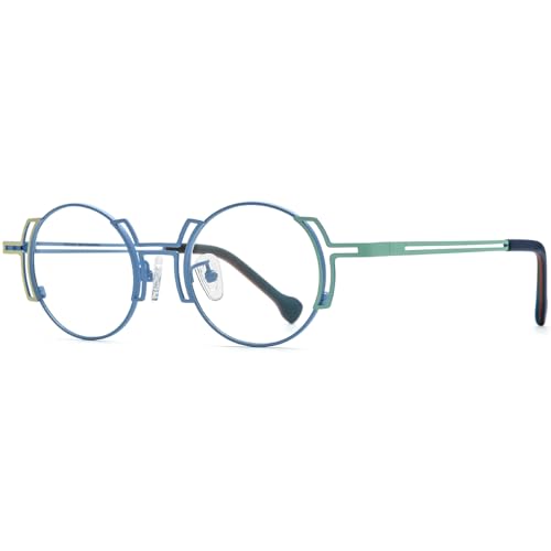 Image of FONEX Colorful Pure Titanium Glasses Frame Women Retro Round Eyeglasses