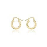 Tuscany Silver Pendientes criollos facetados de plata de ley de 9 quilates para mujer