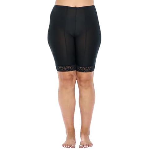 Undersummers Fusion Slip Shorts, Shortlette Thigh Anti Chafing Shorts Women, Slip Shorts for Women Under Dress, 9” Inseam (2X, Black) Cover