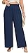Lastshe Women's Plus Size Pants Maternity Curvy Clothes Hide Drawstring Palazzo Trousers for Women with Pockets,Dark Blue,2X