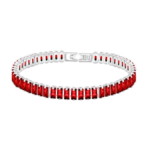 Zircobic Rotes Zirkonia-Armband | Statement-Modeschmuck | Elegantes Abendaccessoire | Modernes, klassisches, formelles Armband für besondere Anlässe Zircobic Rotes Zirkonia-Armband | Statement-Modeschmuck | Elegantes Abendaccessoire | Modernes, klassisches, formelles Armband für besondere Anlässe