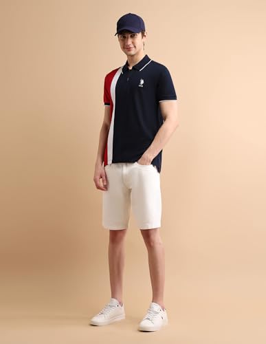 Image of U.S. POLO ASSN. Slim Fit Polo T Shirts for Men - 100% Cotton, Half Sleeves Mens Tshirt