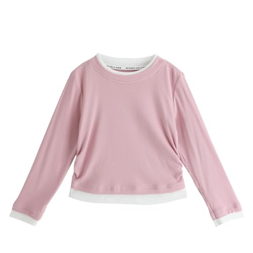 Girls Long Sleeve Shirts Casual Soft Crewneck Long-Sleeve T-Shirts