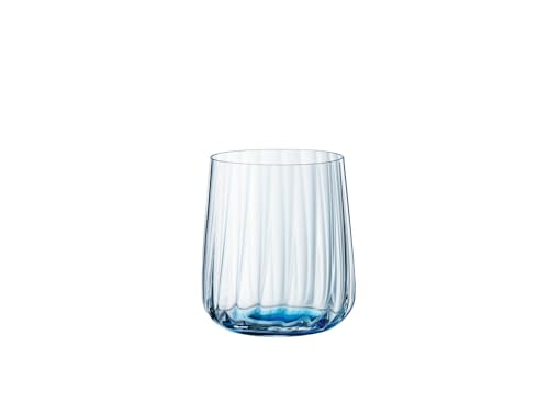 Spiegelau Lifestyle Becher-Set, 2-teilig, 340 ml, Moderne Trinkgläser aus Kristallglas mit Wellenstruktur, Spülmaschinenfest, Blau, 4453165