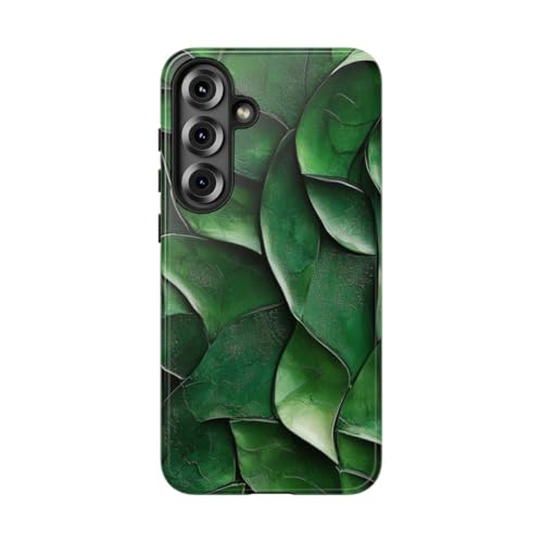Coque Samsung S25 Plus contre les rayures rigide et brillante texture feuille verte